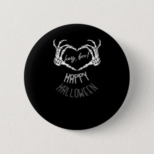 Hey, Boo! Happy Halloween Skeleton Hand Heart Clas 6 Cm Round Badge