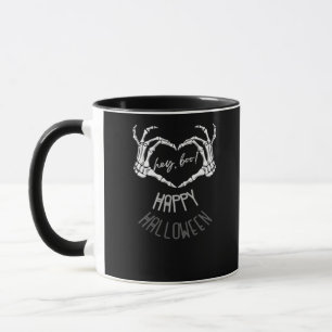 Hey, Boo! Happy Halloween Skeleton Hand Heart Clas Mug