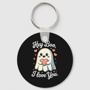 Hey Boo I Love You Cute Ghost Heart Valentine Coup Key Ring