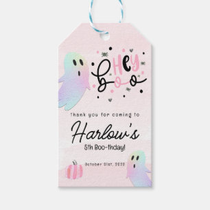Hey Boo iridescent Ghost PinkHalloween Welcome Gift Tags
