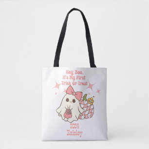 Hey Boo, It's My First Trick or Treat Personalised Tote Bag