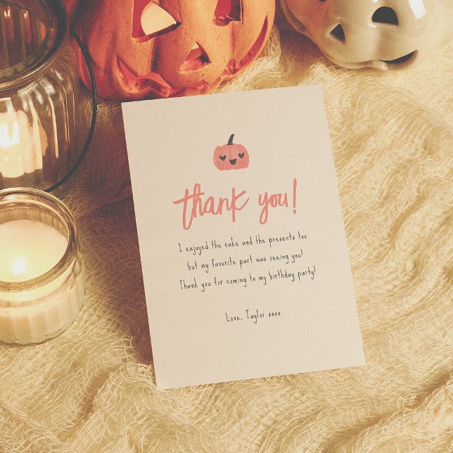 Hey Boo Modern Halloween Girl Birthday Thank You Card (Creator Uploaded)