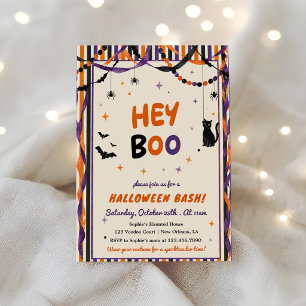 Hey Boo Purple Colourful Spooky Halloween Invitation