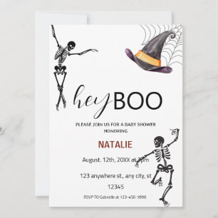 Hey Boo Skeleton Baby Shower  Invitation