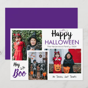 Hey Boo Spooky Halloween Family Photo Collage Holiday Card