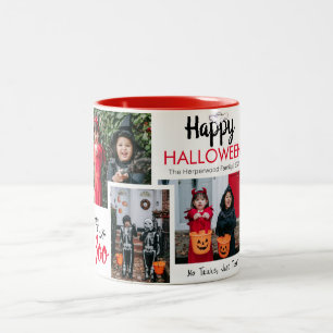 Hey Boo Spooky Halloween Family Photo Collage Two-Tone Coffee Mug