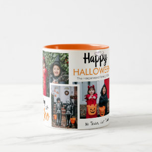 Hey Boo Spooky Halloween Family Photo Collage Two-Tone Coffee Mug