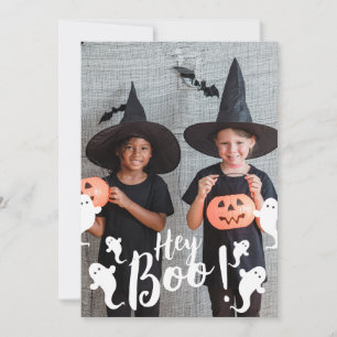 Hey Boo! Spooky Halloween Family Photo Holiday Card