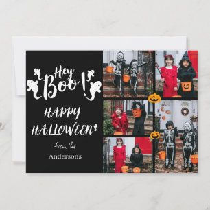 Hey Boo! Spooky Halloween Family Photo  Holiday Card
