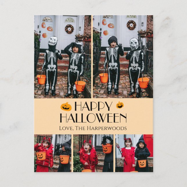 Hey Boo! Spooky Halloween Family Photo Holiday Postcard (Front)