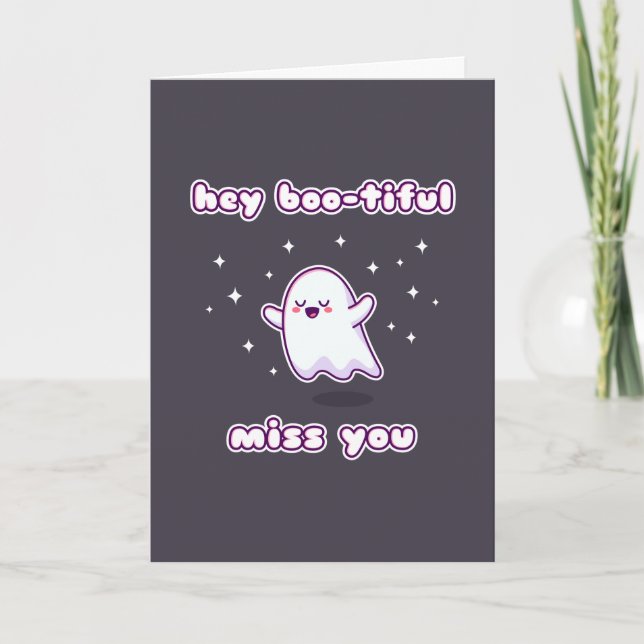 Hey Boo-tiful Miss You Pun Card (Front)