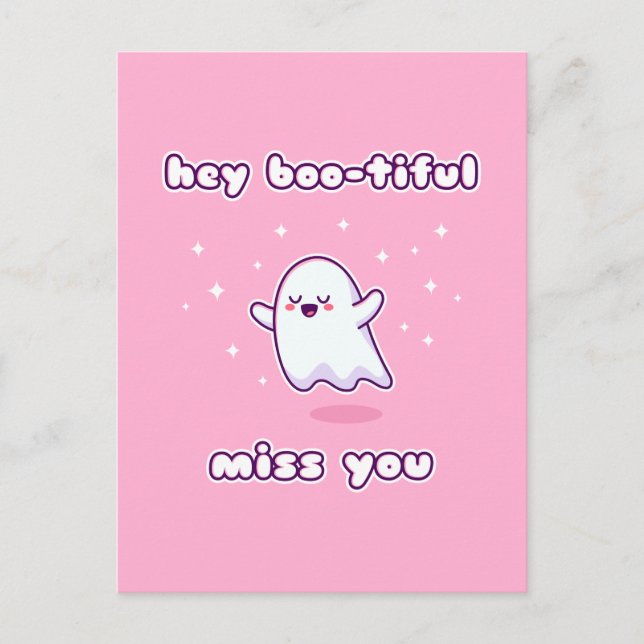 Hey Boo-tiful Miss You Pun Card (Front)