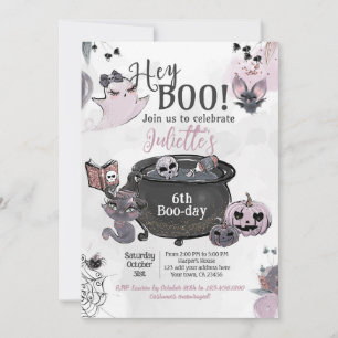 Hey Boo Witch Cauldron Birthday Invitation