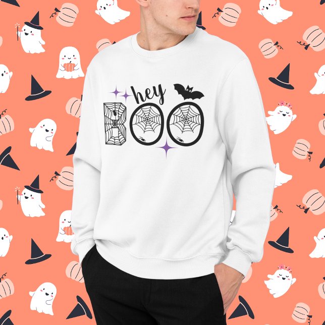 Hey & Bye Boo Halloween Bat and Web  Sweatshirt (This item is for display purposes only to illustrate the design element. )