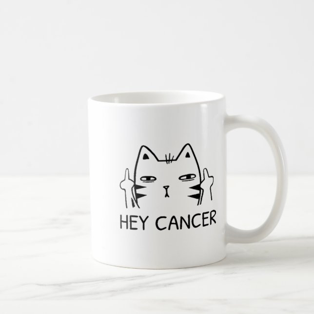 Hey Cancer F Funny Cat Middle Finger For Men Women Coffee Mug (Right)