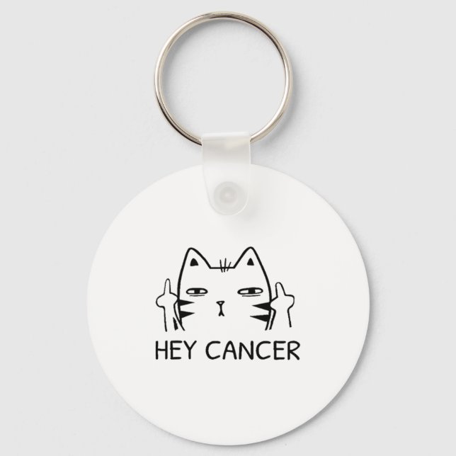 Hey Cancer F Funny Cat Middle Finger For Men Women Key Ring (Front)
