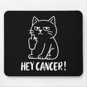 Hey Cancer F U Funny Meme Cat Middle Finger Fck Ca Mouse Mat