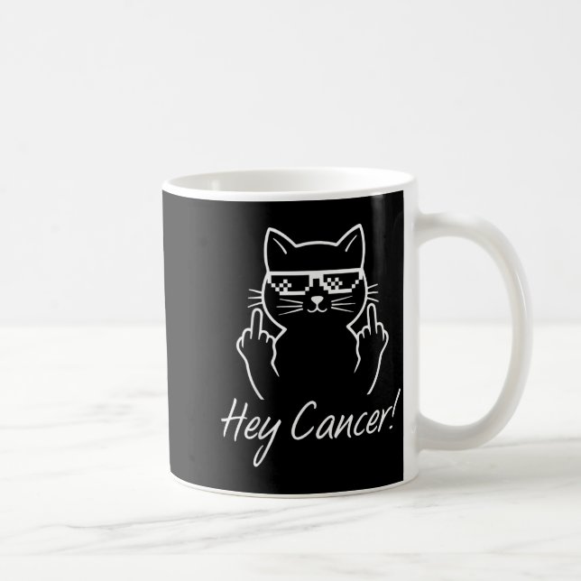 Hey Cancer Fu For Cancer Funny Cat Breast Cancer A Coffee Mug (Right)