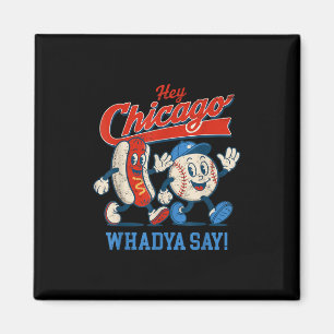 Hey Chicago Whadya Say Baseball And Hot Dog 4th Of Magnet