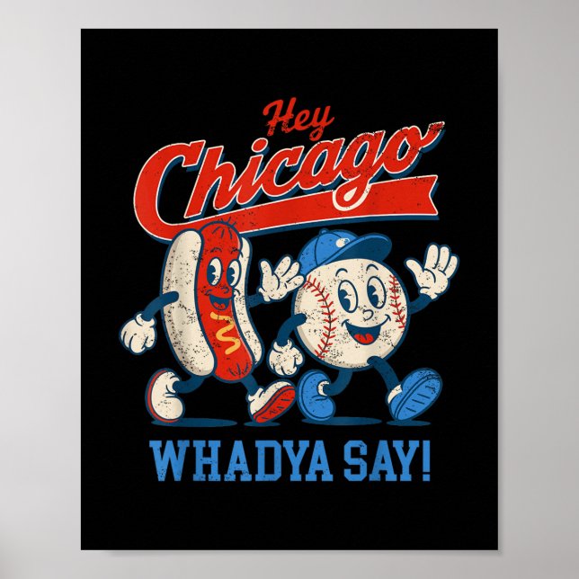Hey Chicago Whadya Say Baseball And Hot Dog 4th Of Poster (Front)