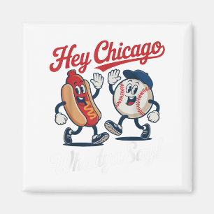 Hey Chicago Whadya Say Funny Baseball Hot Dog 4th Magnet