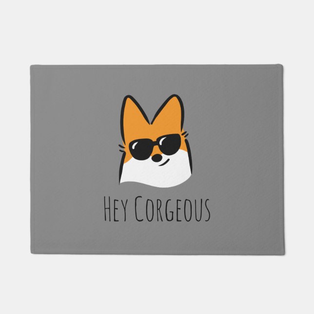 Hey Corgeous Door Mat (Front)