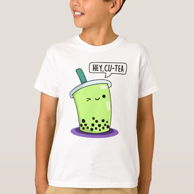 Hey Cu-Tea Funny Boba Tea Pun  T-Shirt (Front)