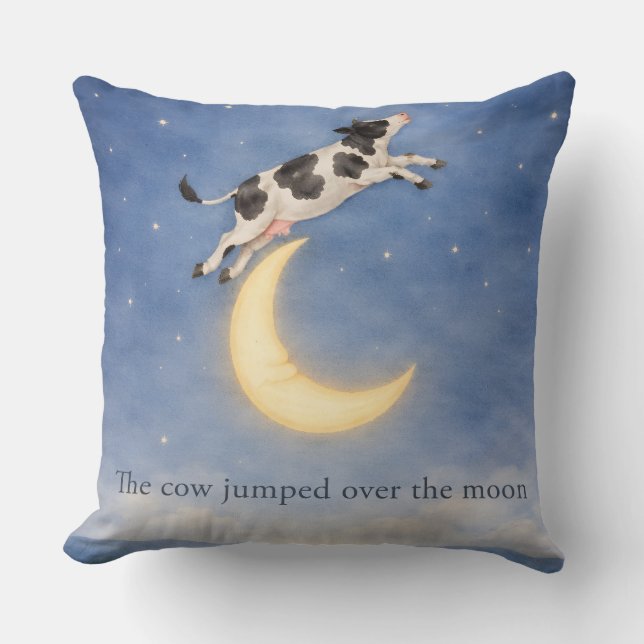 Hey Diddle Diddle Cow Over the Moon Pillow (Front)