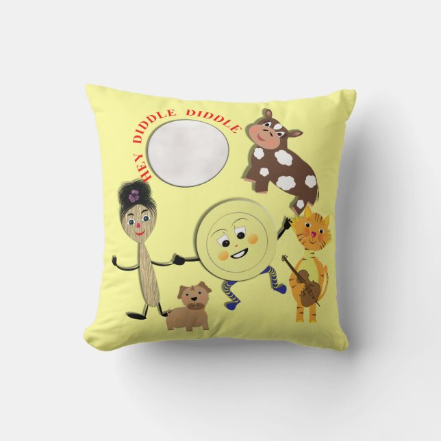 Hey Diddle Diddle Cute Nursery Rhyme Theme Cushion (Front)