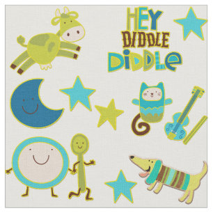 Hey Diddle Diddle Nursery Rhyme Fabric
