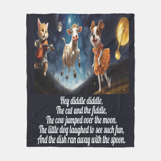 Hey Diddle Diddle - Nursery Rhyme Fleece Blanket (Front)