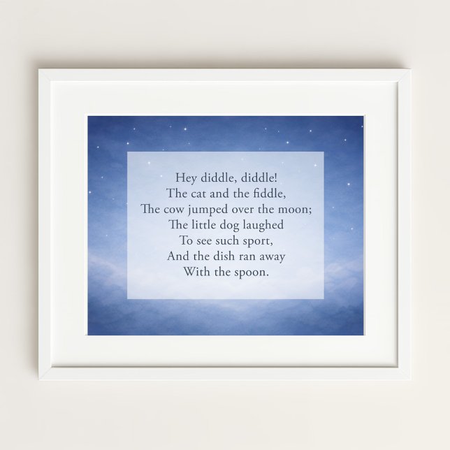 Hey Diddle Diddle Nursery Rhyme Night Sky Print (Creator Uploaded)