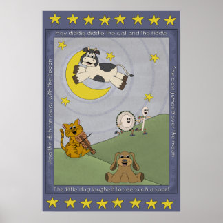 Hey Diddle Diddle Nursery Rhyme Nursery Poster