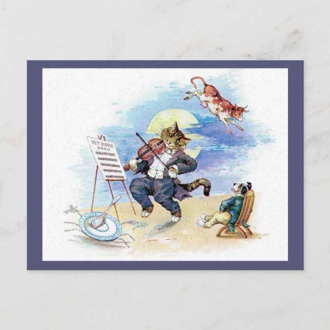 Hey, Diddle Diddle Nursery Rhyme Postcard (Front)