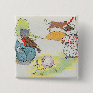 Hey Diddle Diddle The Cat and the Fiddle Rhyme 15 Cm Square Badge