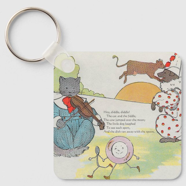Hey Diddle Diddle The Cat and the Fiddle Rhyme Key Ring (Front)