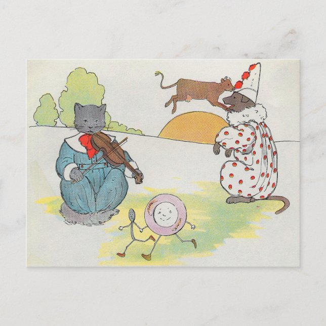 Hey Diddle Diddle The Cat and the Fiddle Rhyme Postcard (Front)
