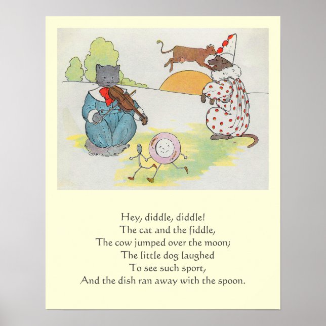 Hey Diddle Diddle The Cat and the Fiddle Rhyme Poster (Front)