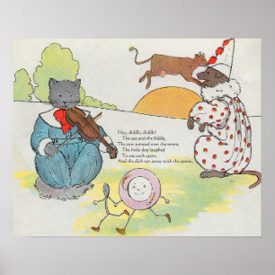 Hey Diddle Diddle The Cat and the Fiddle Rhyme Poster