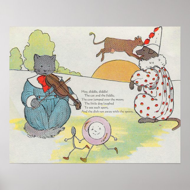 Hey Diddle Diddle The Cat and the Fiddle Rhyme Poster (Front)
