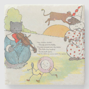 Hey Diddle Diddle The Cat and the Fiddle Rhyme Stone Coaster