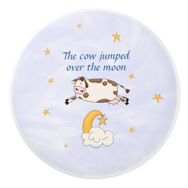 Hey Diddle Diddle - The Cow Jumped Over the Moon Ceramic Knob (Front)
