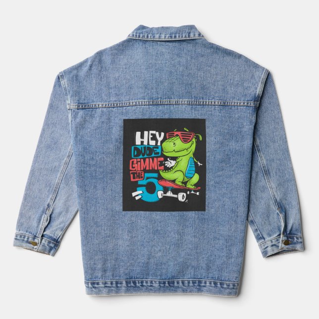 Hey Dude Gimme 5" Skater Dino Kids' Denim Jacket (Back)