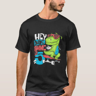 Hey Dude Gimme The 5 Funny T-Rex Dinosaur Skateboa T-Shirt