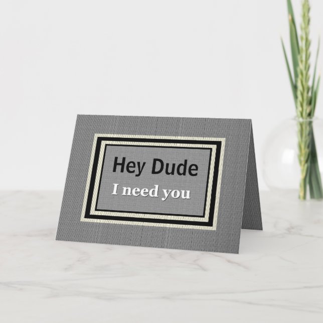 HEY DUDE Groomsman Wedding Invite Silver & Black (Front)