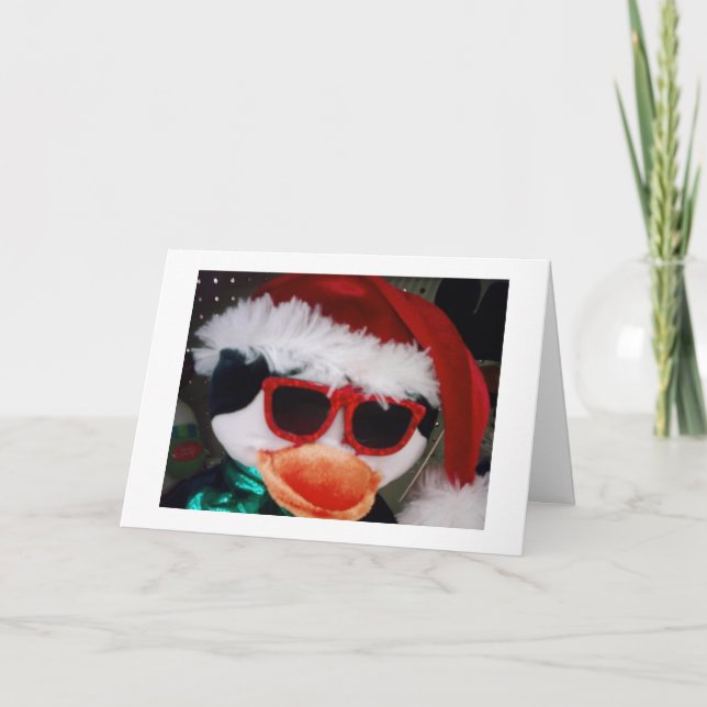 HEY DUDE HAVE A "COOL YULE" SAYS STUFFED ANIMAL HOLIDAY CARD (Front)