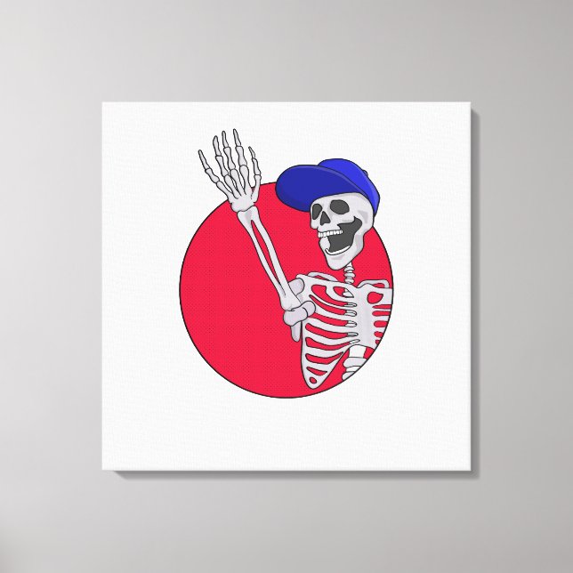 Hey Friends Cool and Funny Skeleton Canvas Print (Front)