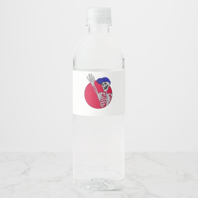 Hey Friends Cool and Funny Skeleton Water Bottle Label (Front)
