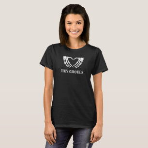 Hey Ghouls Women's Halloween Skeleton Heart Shirt