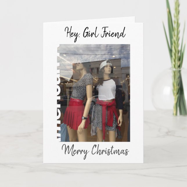 HEY GIRL FRIEND-IT'S YOUR BIRTHDAY (LET'S SHOP) HOLIDAY CARD (Front)